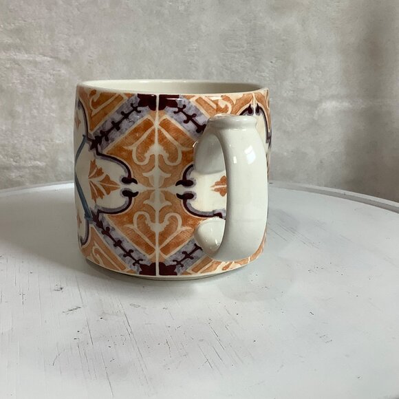 Anthropologie Monogram K Mug Moroccan-Inspired Tile Pattern Ceramic 3.75" - Picture 4 of 7